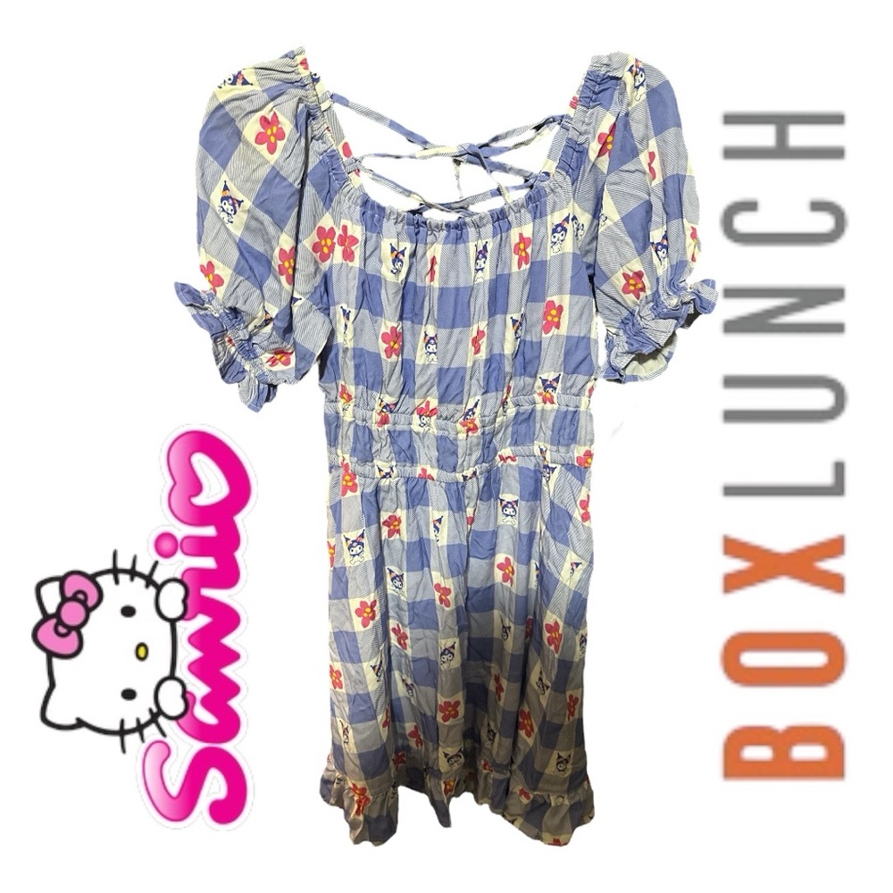 Box Lunch Exclusive NWT Sanrio Kuromi Gingham Smocked Floral Dress
